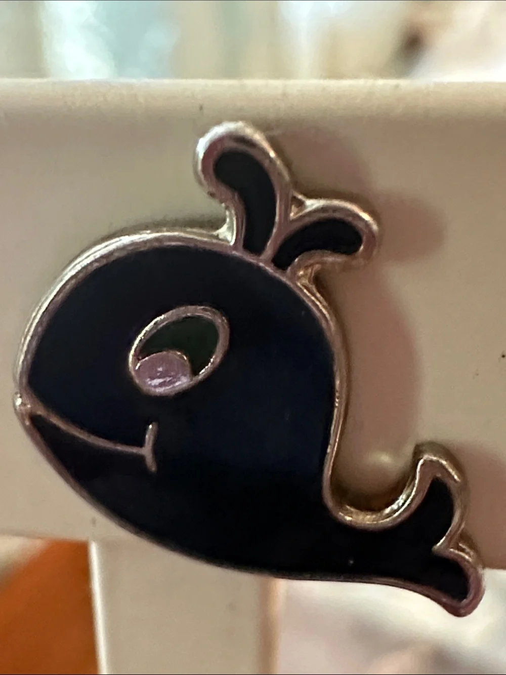 Black Enamel Painted Whale Kids or Women’s Stud Earrings